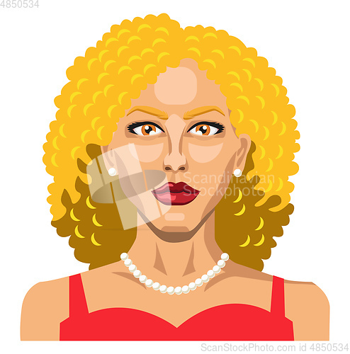 Image of Blonde girl with a red dress illustration vector on white backgr