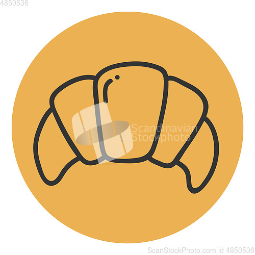 Image of Painting of a croissant over brown background vector or color il