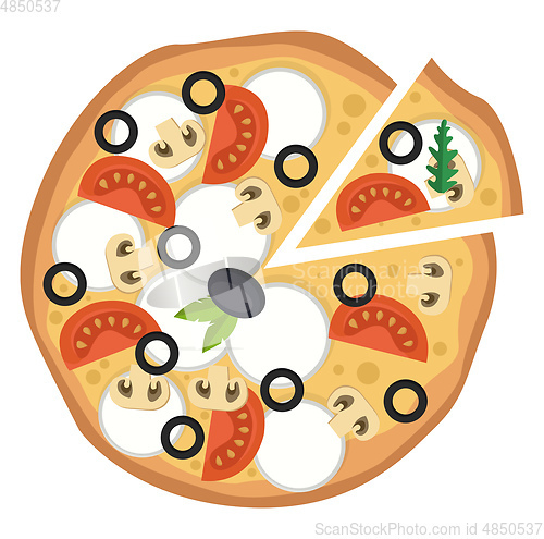 Image of Pizza with veggies and mozzarellaPrint