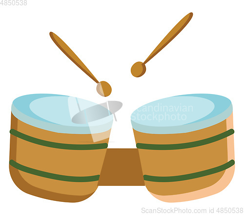 Image of Bongo drum, vector color illustration.
