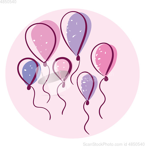 Image of Clipart of colorful floating balloons in bubble-shape light pink