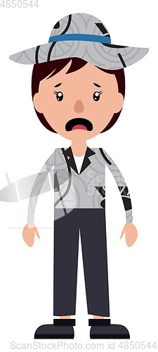 Image of A scared teenage boy with a hat illustration vector on white bac