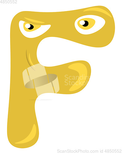 Image of Yellow F alphabetic figurine vector or color illustration