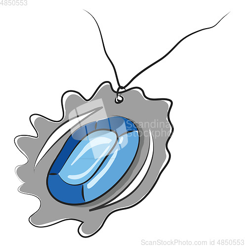 Image of A blue stone pendant, vector color illustration.