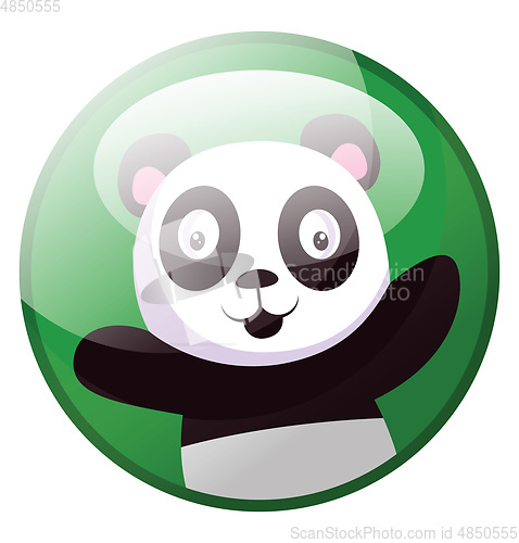 Image of Cartoon character of black and white panda with arms wide open v