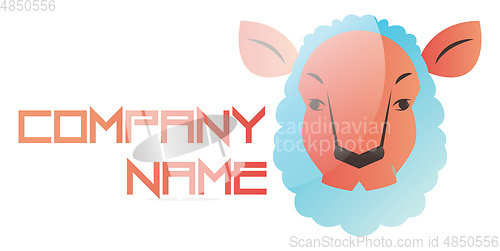 Image of Blue and pink sheep head vector illustration on a white backgrou