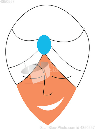 Image of Sheikh with white headgear vector or color illustration