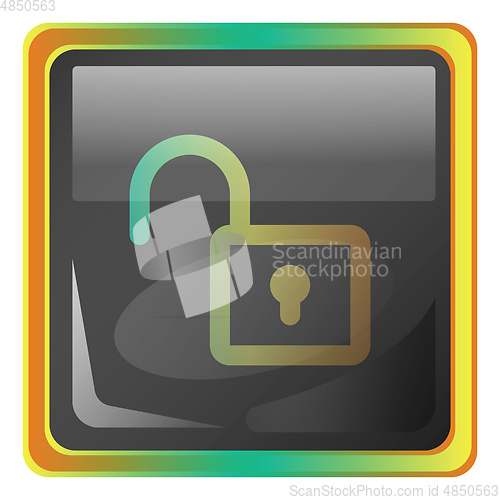 Image of Unlock grey vector icon illustration with colorful details on wh