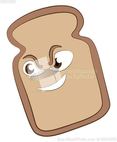 Image of Slice bread with eyes vector color illustration.