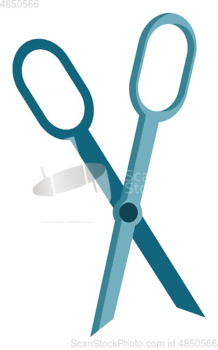 Image of An upside down blue-colored scissors/Open scissor upside down ve