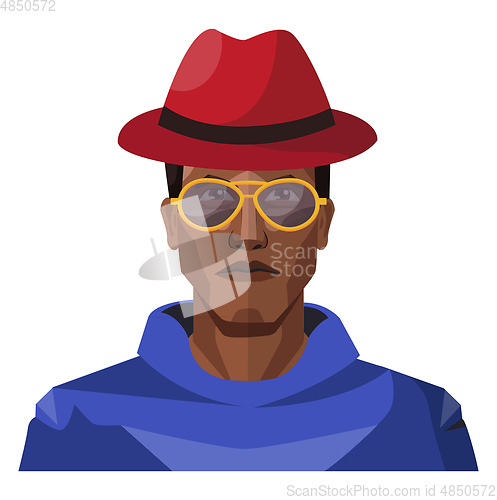 Image of Pretty looking guy wearing red hat and sunglasses illustration v