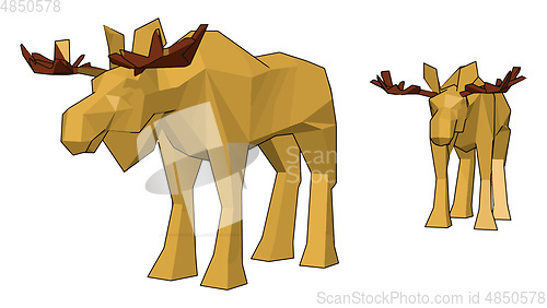 Image of Two yellow reindeer toy vector or color illustration