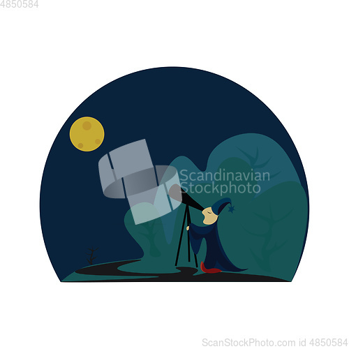 Image of Astronomer at work vector or color illustration