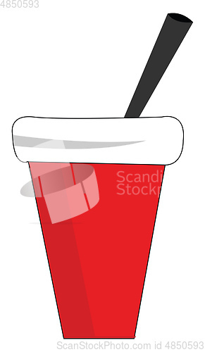 Image of A red drink on a handy cup vector or color illustration