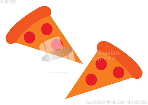 Image of A piece of orange pizza vector or color illustration