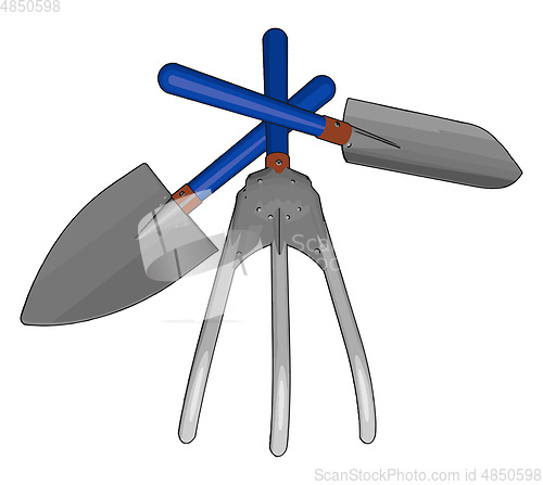 Image of  Hand tools for gardening vector or color illustration