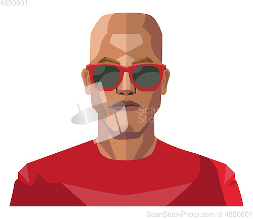 Image of Bald guy wearing sunglasses illustration vector on white backgro