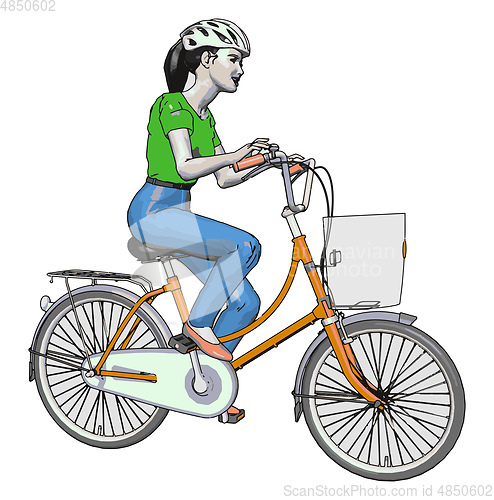 Image of A female cyclist vector or color illustration