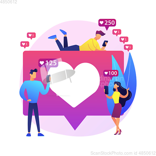 Image of Likes addiction abstract concept vector illustration.