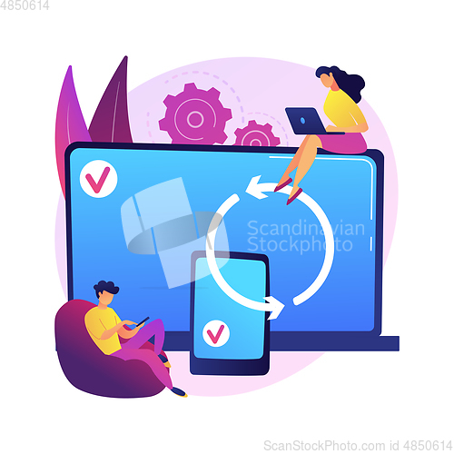 Image of Cross-device syncing abstract concept vector illustration.