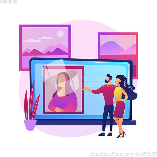 Image of Virtual gallery tour abstract concept vector illustration.