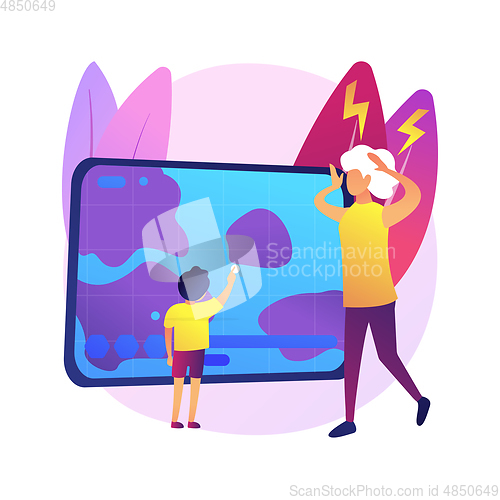 Image of Conflict of generations abstract concept vector illustration.