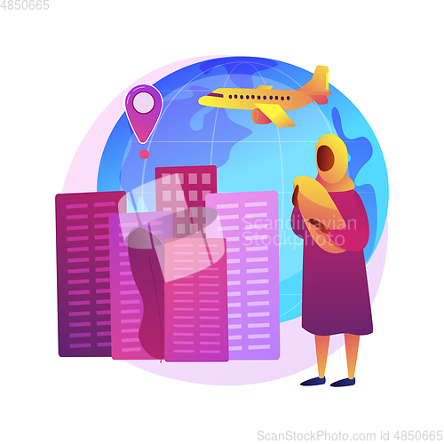 Image of Female migrant abstract concept vector illustration.