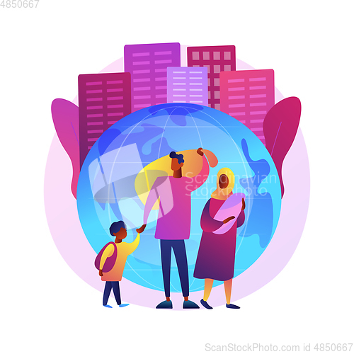 Image of Family migration abstract concept vector illustration.