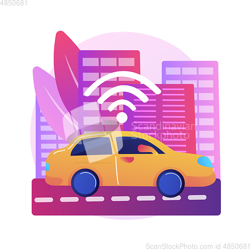 Image of Autonomous driving abstract concept vector illustration.