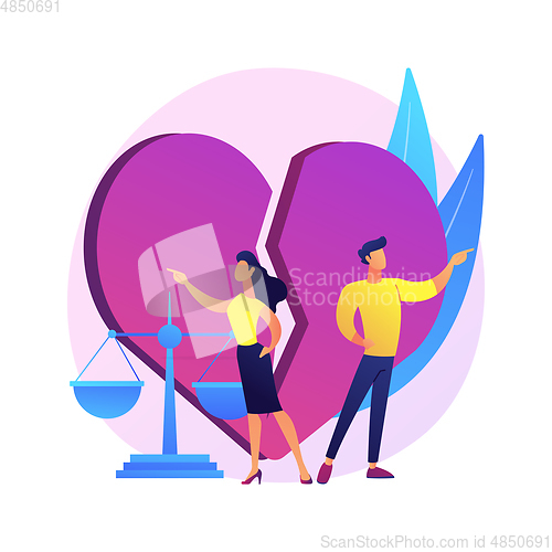 Image of Divorce abstract concept vector illustration.