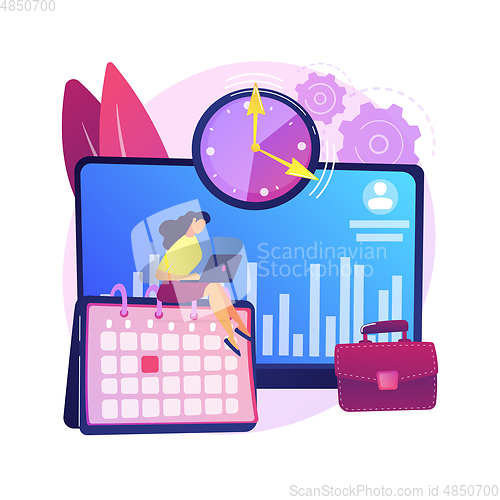 Image of Time and attendance tracking system abstract concept vector illustration.