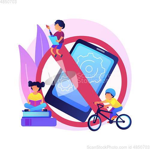 Image of Low tech parenting abstract concept vector illustration.