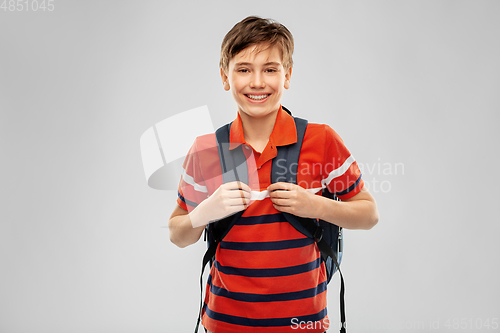 Image of smiling student boy with backpack