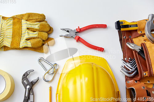 Image of different work tools on white background