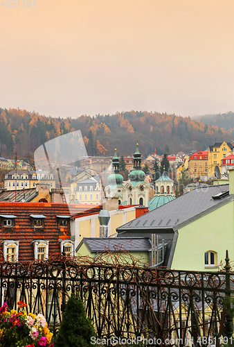 Image of Cityscape of Karlovy Vary with Saint Mary Magdalene church