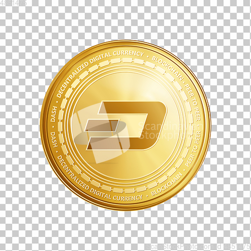 Image of Golden dash blockchain coin symbol.