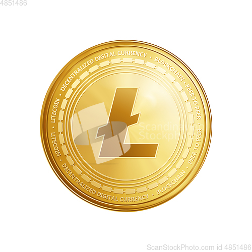 Image of Golden Litecoin blockchain coin symbol.