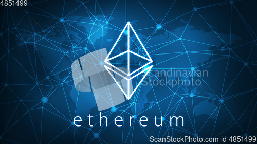 Image of Ethereum symbol on futuristic hud banner.