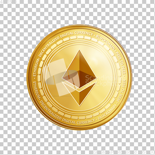 Image of Golden ethereum coin symbol.