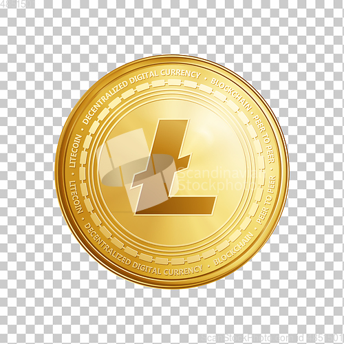 Image of Golden Litecoin blockchain coin symbol.