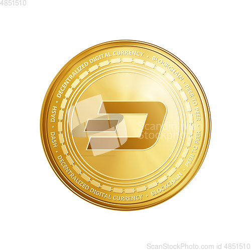 Image of Golden dash blockchain coin symbol.