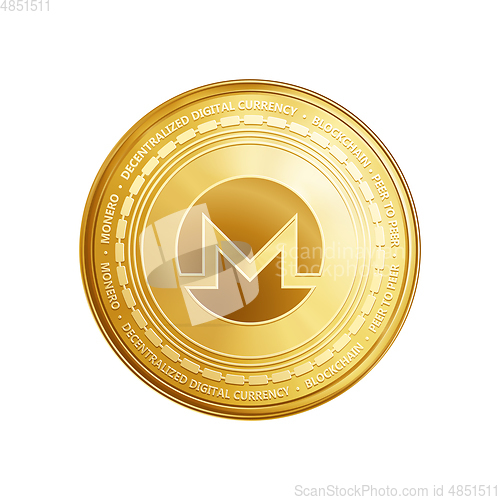 Image of Golden Monero blockchain coin symbol.