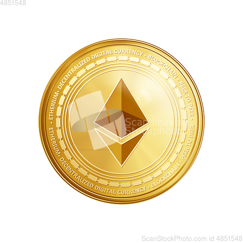 Image of Golden ethereum coin symbol.