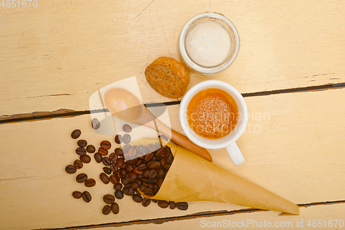 Image of espresso coffee and beans