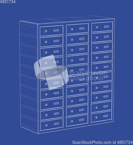 Image of 3d model of bank safety lockers