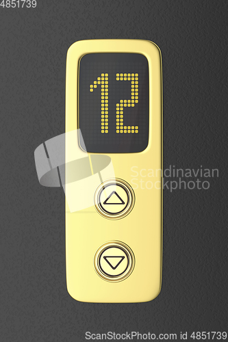 Image of Golden elevator buttons panel