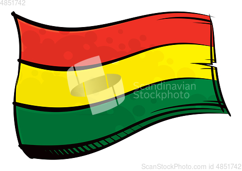 Image of Painted Bolivia flag waving in wind