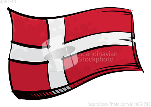 Image of Painted Denmark flag waving in wind