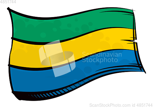 Image of Painted Gabon flag waving in wind