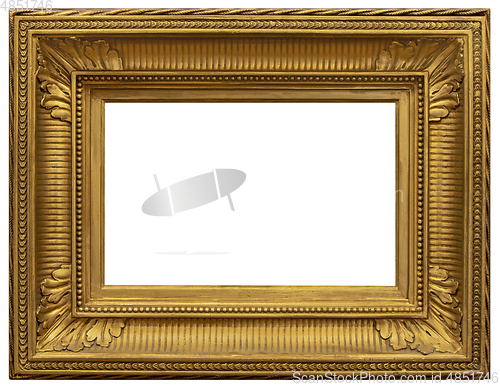 Image of Old wooden square gilded frame isolated on the white background